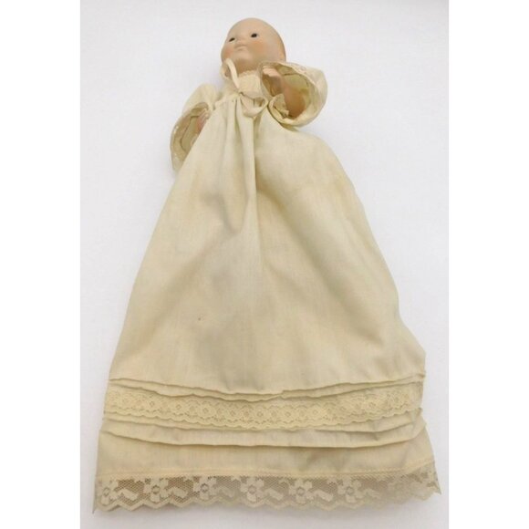 Vintage Darice Collectible Baby Doll Blue Eyes Christening Baptism Gown - Picture 4 of 6